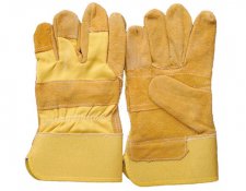 10.5 Inch Yellow Cow Split Leather Gloves | Yellow Rubberized Cuff | MUSSE