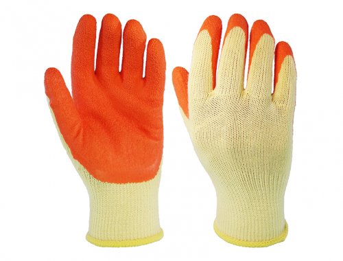 Orange 10 gauge polyester/polycotton liner latex palm coating Gloves