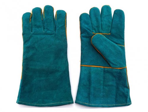 13 inch Green cow split leather welding gloves