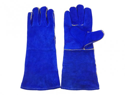 14 inch Blue cow split leather welding gloves