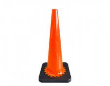 Cono de Tráfico de 28 pulgadas (70 cm) de PVC de Línea Delgada con Base Negra | Duradero y Reflectante | MUSSE