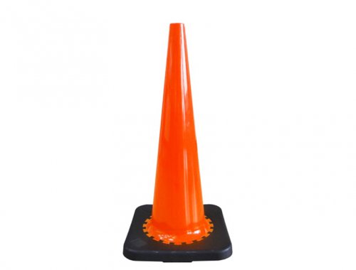 Cono de Tráfico de 30 pulgadas (75 cm) de Línea Delgada con Base Negra de PVC | Duradero y Reflectante | MUSSE