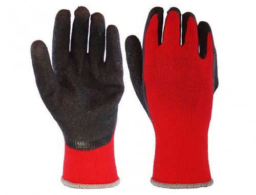 Black Red 10 gauge polyester/polycotton liner latex palm coating Gloves
