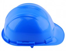 Blue hard hat safety side photo