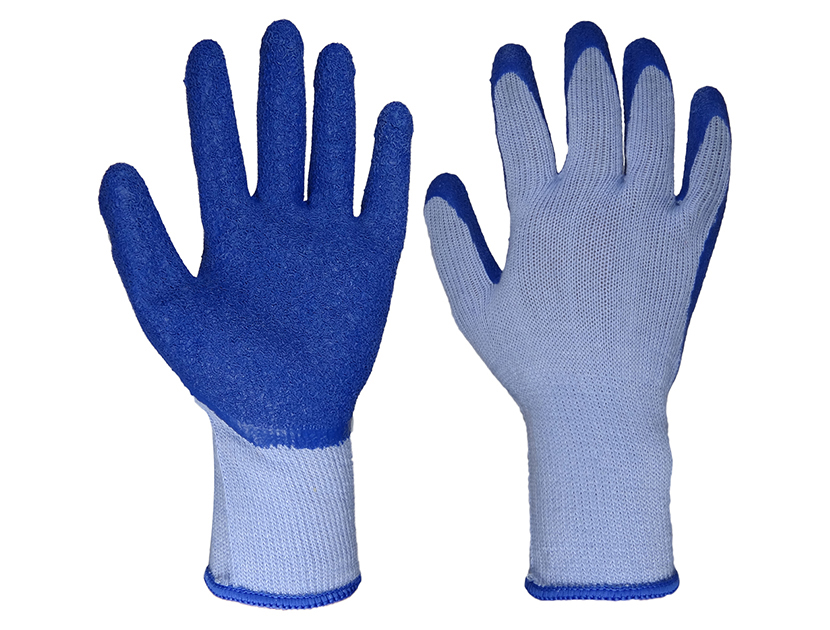 Blue 10 gauge polyester/polycotton liner latex palm coating Gloves