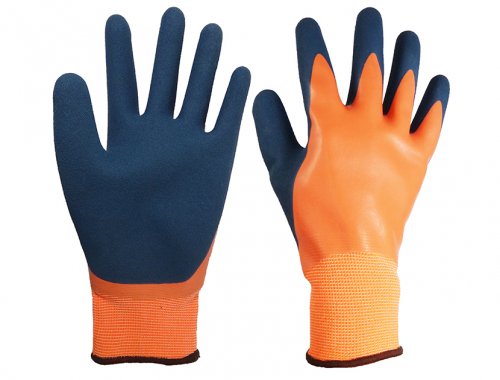 Orange 15 Gauge fully smooth latex doubled with latex Safety gloves