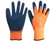 Orange 15 Gauge fully smooth latex doubled with latex Safety gloves