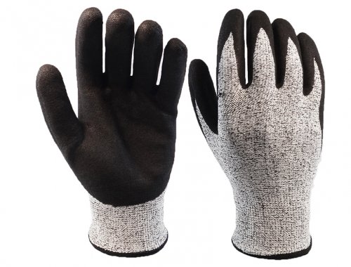 MU-53201 13 gauge anti-cut 5 liner black nitrile foam coating anti-cutting work gloves for Protect your hands