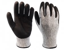 MU-53201 13 gauge anti-cut 5 liner black nitrile foam coating anti-cutting work gloves for Protect your hands