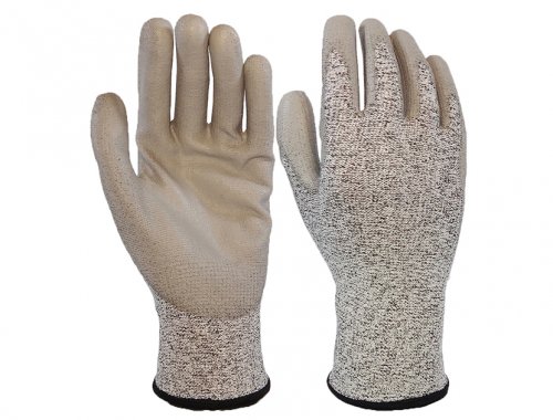 MU-53202 13 gauge anti-cut 5 liner Grey PU working safety coating gloves for Gardening use