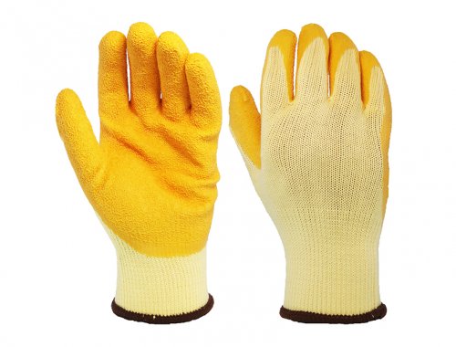 Yellow 10 gauge polyester polycotton liner latex palm coating Gloves