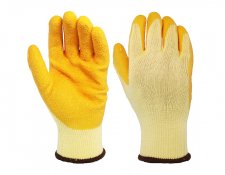 Yellow 10 gauge polyester polycotton liner latex palm coating Gloves