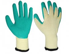 Green 10 gauge polyester/polycotton liner latex palm coating Gloves