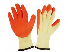 Orange 10 gauge polyester/polycotton liner latex palm coating Gloves