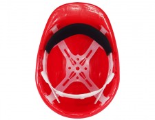 red safety helmet inside photo