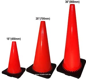 Black base orange road cones