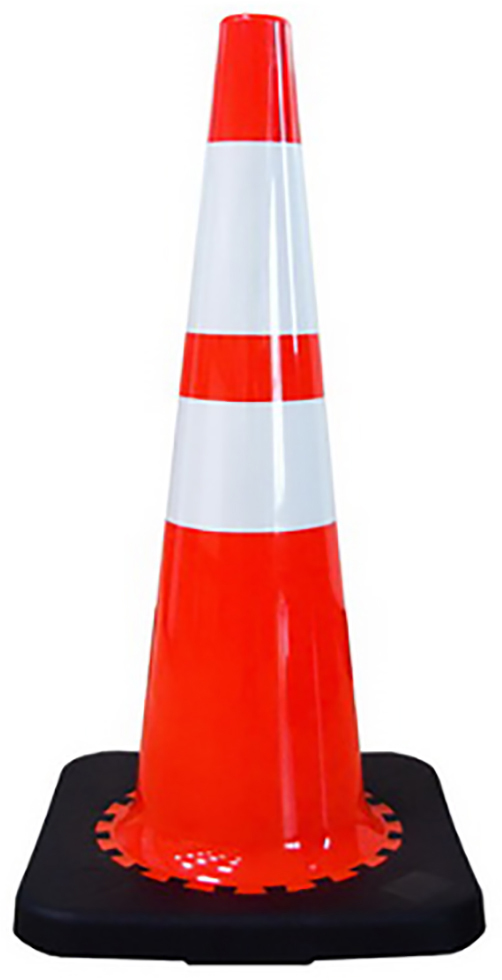 70cm Slim-line Black Base PVC Traffic cone