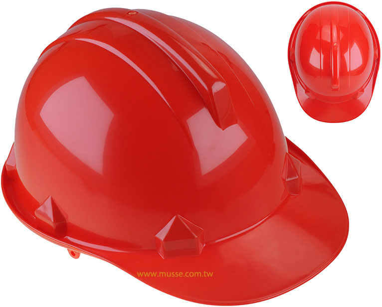 Red safety helmets