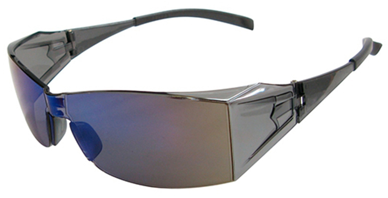Square side protection safety glasses gray blue mirror lens