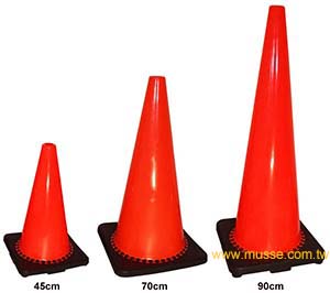 black base construction cones