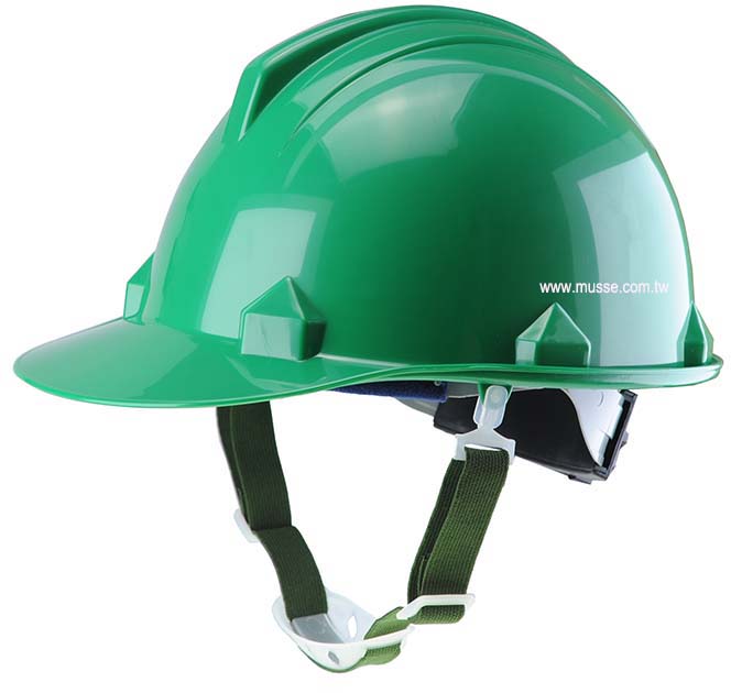green hat with chin strap