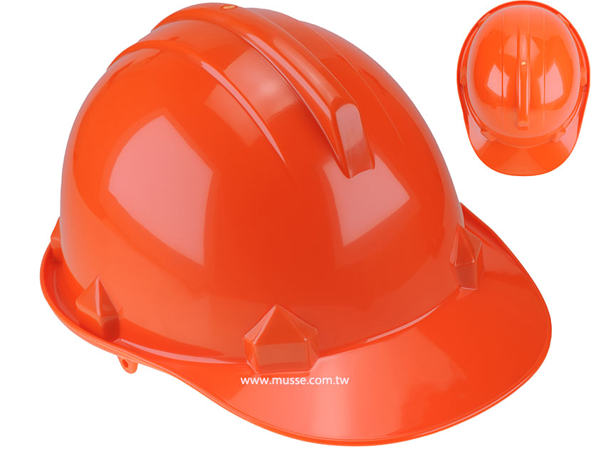 Orange industrial safety helmet