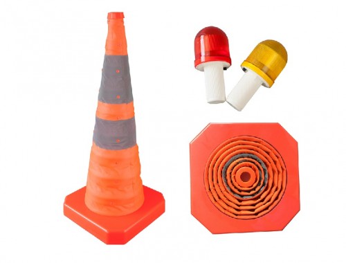 Cono de Trafico Plegable 70 cm | Cono Emergente de Maxima Visibilidad | MUSSE