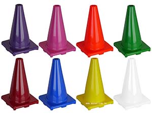 Conos de tráfico de colores
